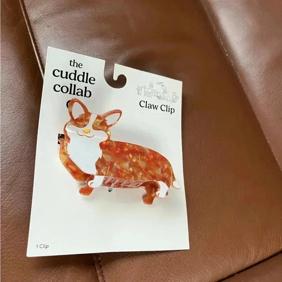 NIP Target Cuddle Collab Collaboration Corgi Claw Hair Clip Marbled Orange - Picture 5 of 5